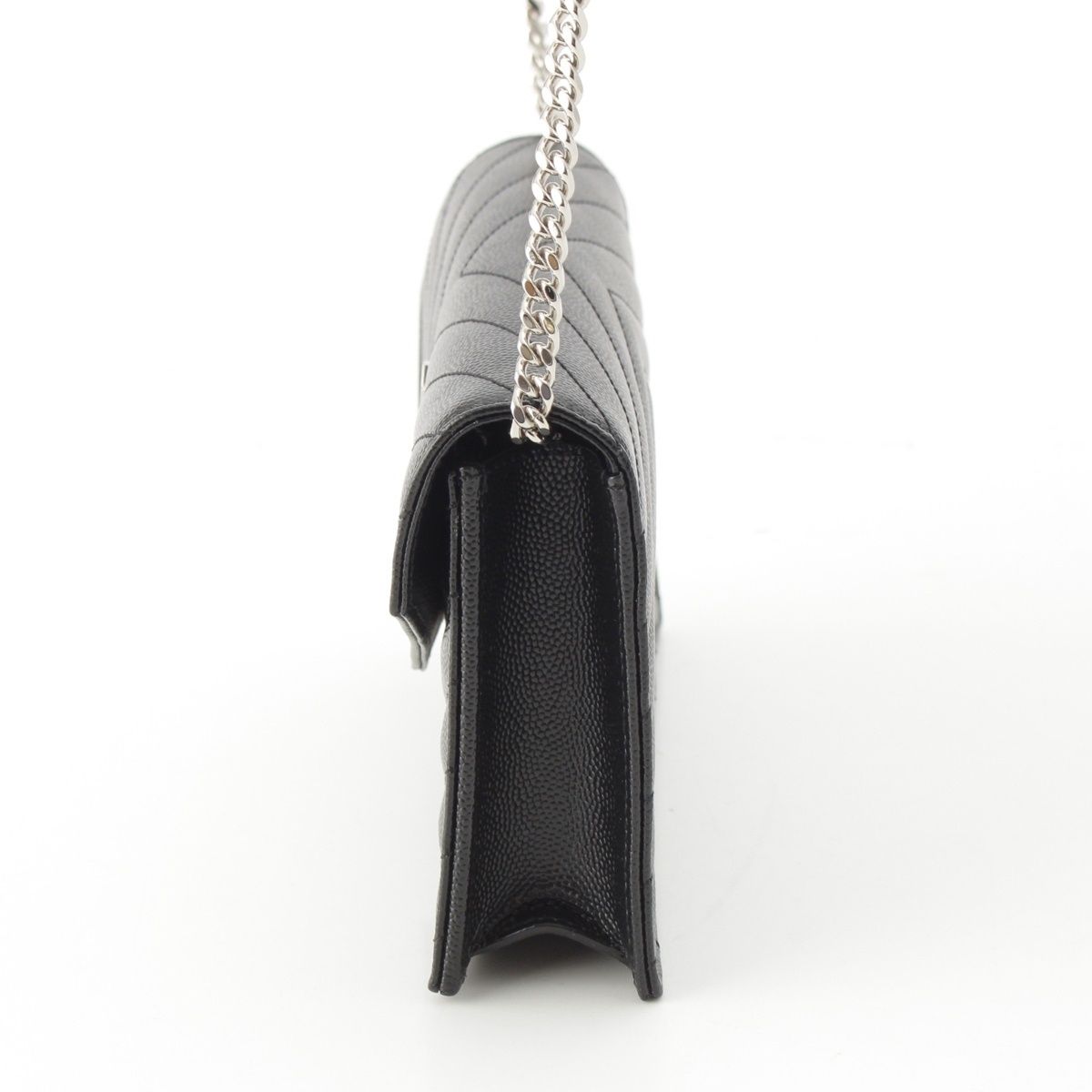 Saint Laurent Cassandra Leather Envelope Chain Wallet Shoulder Bag Black — view 3