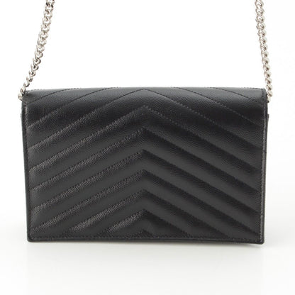 Saint Laurent Cassandra Leather Envelope Chain Wallet Shoulder Bag Black — view 4