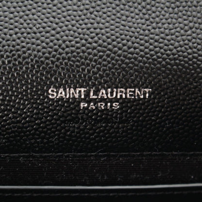 Saint Laurent Cassandra Leather Envelope Chain Wallet Shoulder Bag Black — view 7