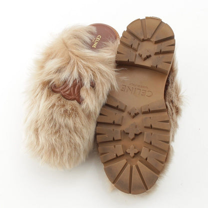Celine Fur Triomphe Platform Sandals Brown — view 5