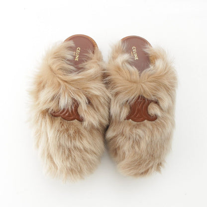 Celine Fur Triomphe Platform Sandals Brown — view 2