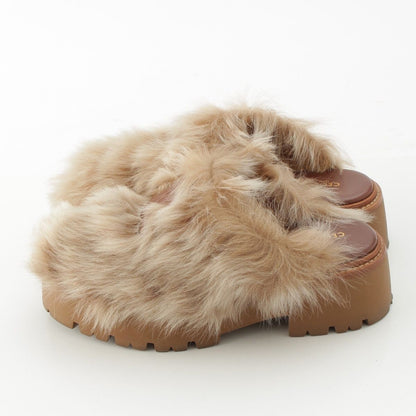 Celine Fur Triomphe Platform Sandals Brown — view 3