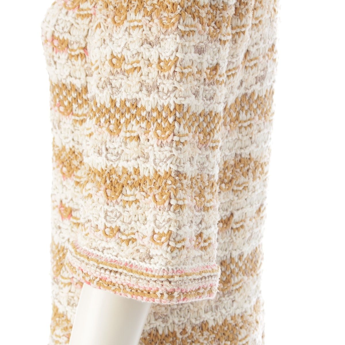 Chanel Tweed Gripoix Mix Knit Dress Beige 36 — view 7