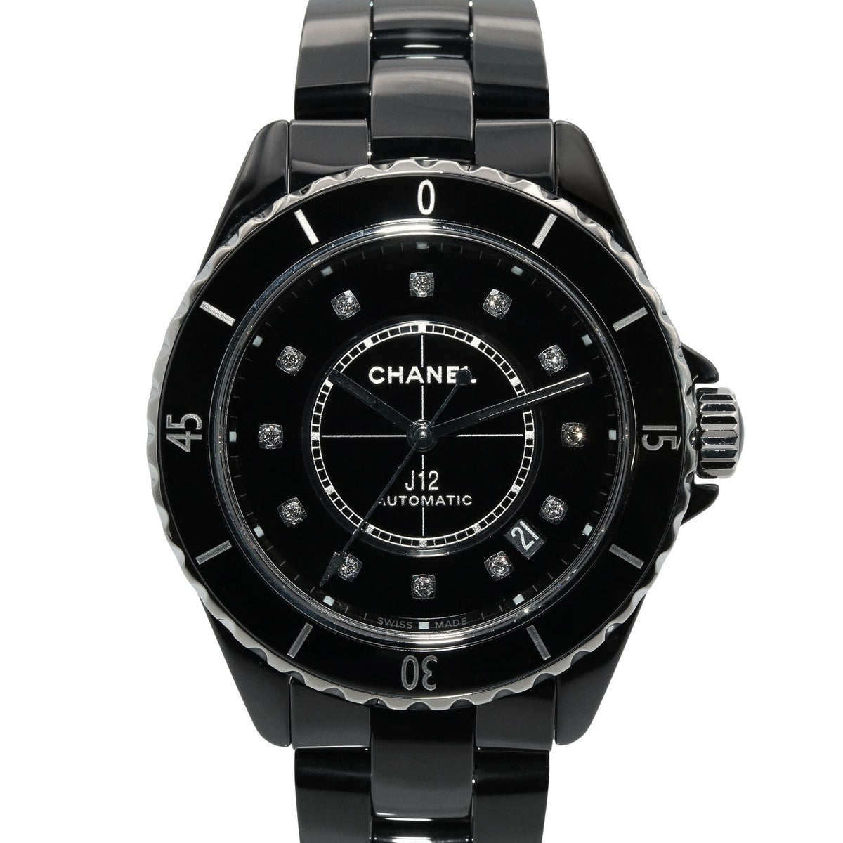 Chanel J12 12P Watch Diamond Black Ceramic