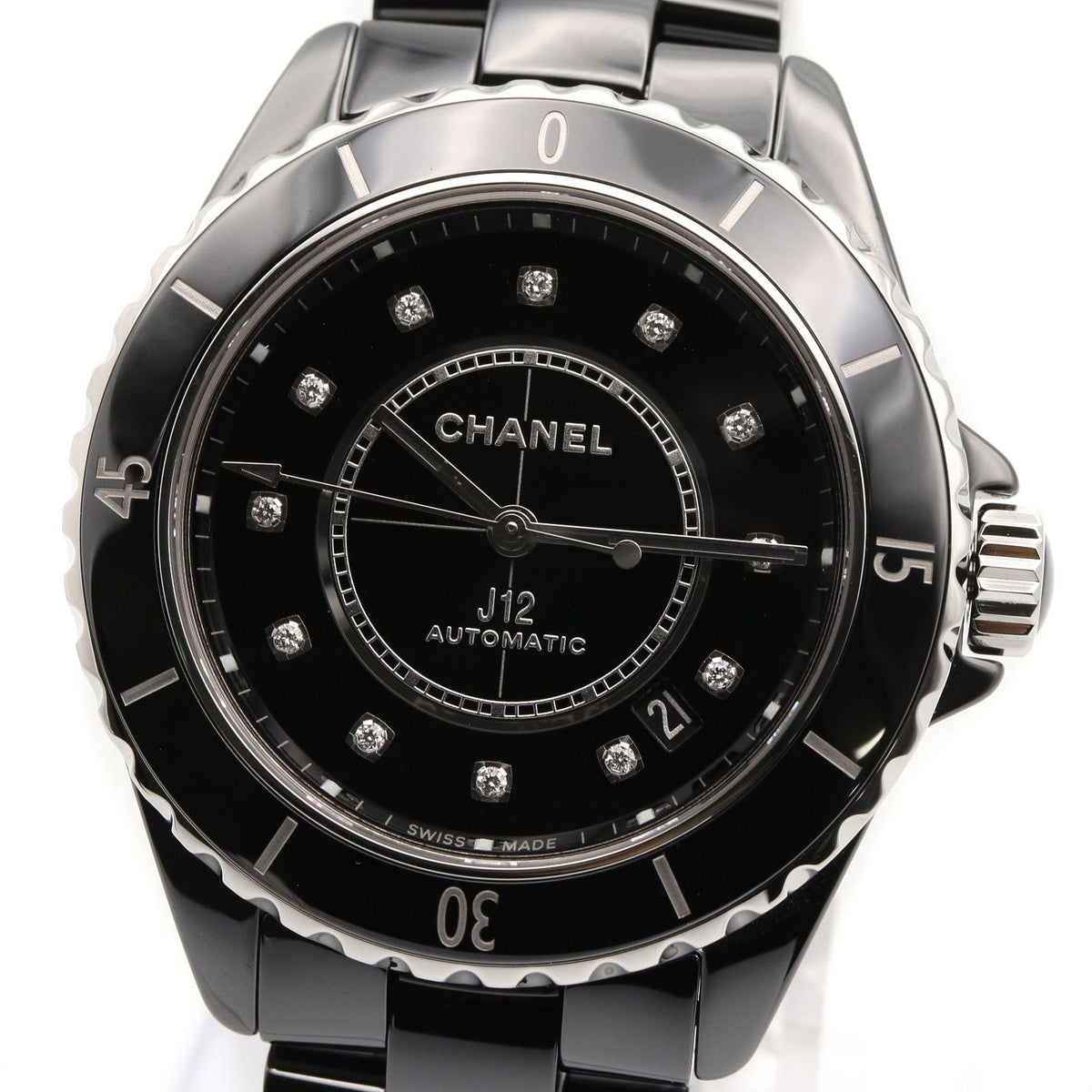 Chanel J12 12P Watch Diamond Black Ceramic — view 3