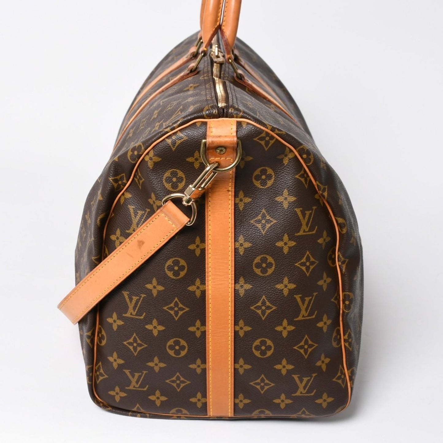 Louis Vuitton Monogram Keepall Bandouliere 55 2-Way Boston Bag Brown Canvas — view 4