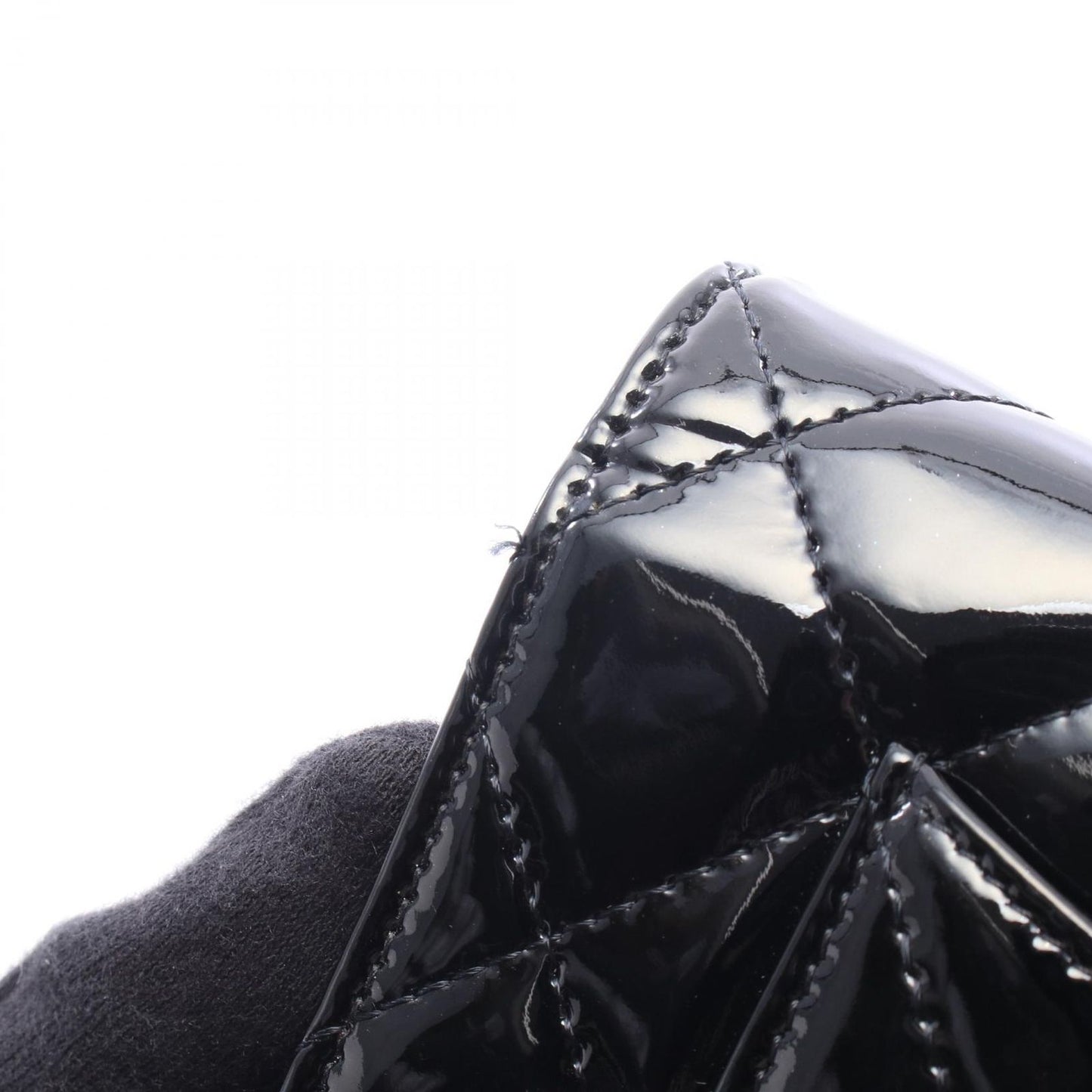 Chanel Shoulder Bag Quilted Black Patent Leather Chain Wallet — view 6