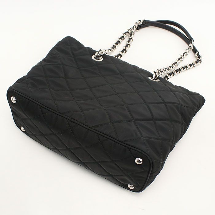 Prada Chain Quilted Nylon Tote Bag — view 2