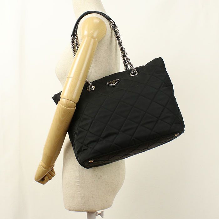 Prada Chain Quilted Nylon Tote Bag — view 8