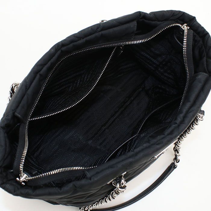 Prada Chain Quilted Nylon Tote Bag — view 3