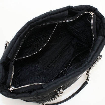 Prada Chain Quilted Nylon Tote Bag — view 3