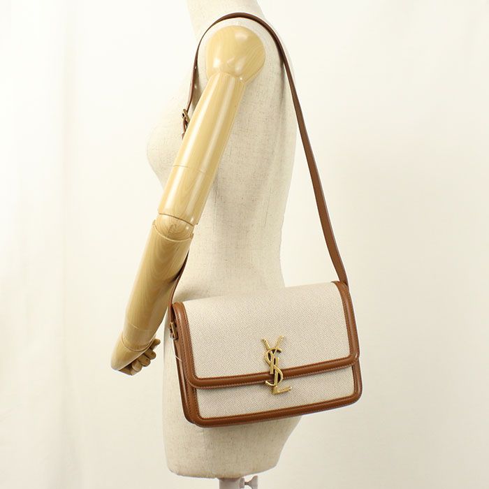 Saint Laurent Solferino Shoulder Bag Canvas Leather — view 8
