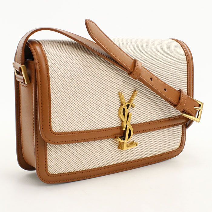 Saint Laurent Solferino Shoulder Bag Canvas Leather