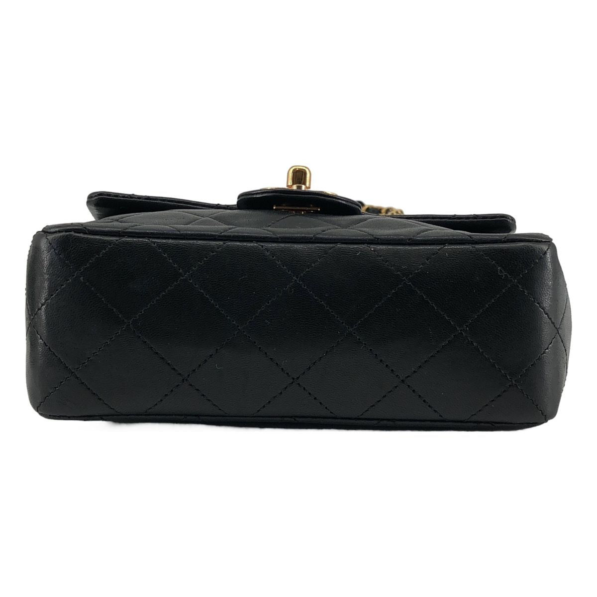 Chanel Lambskin Mini Quilted Chain Shoulder Bag Black — view 7