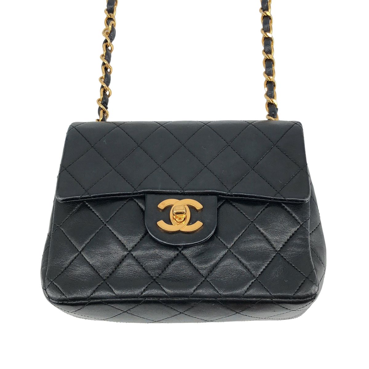 Chanel Lambskin Mini Quilted Chain Shoulder Bag Black — view 3