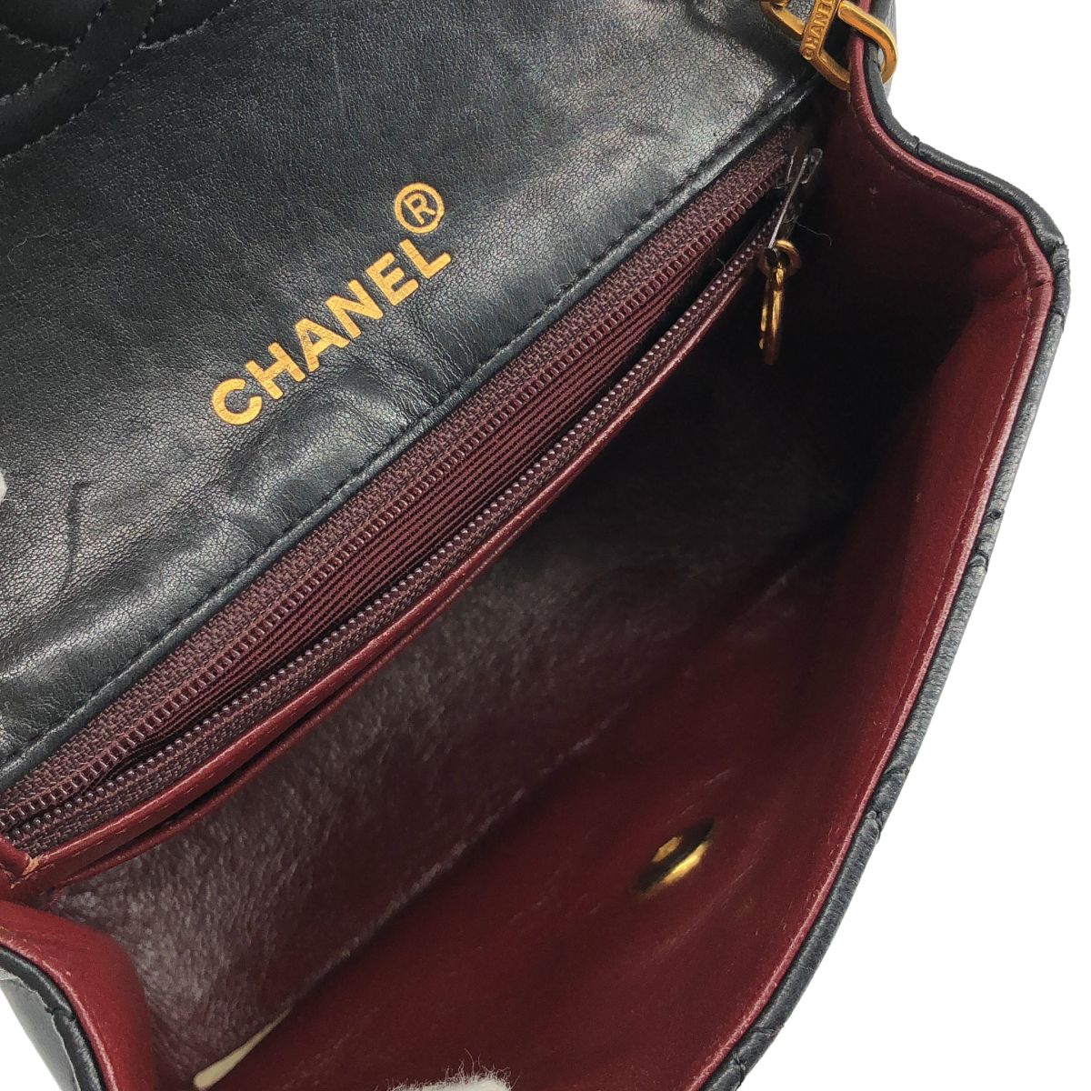 Chanel Lambskin Mini Quilted Chain Shoulder Bag Black — view 5