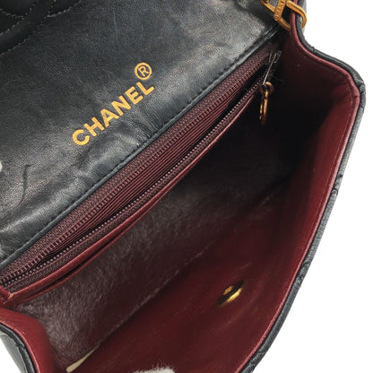 Chanel Lambskin Mini Quilted Chain Shoulder Bag Black — view 5
