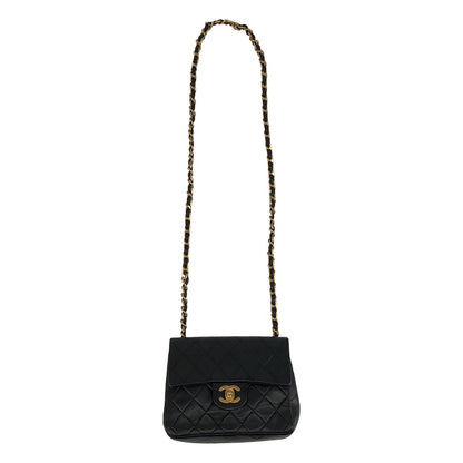 Chanel Lambskin Mini Quilted Chain Shoulder Bag Black