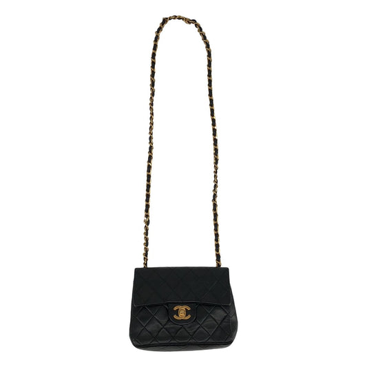 Chanel Lambskin Mini Quilted Chain Shoulder Bag Black