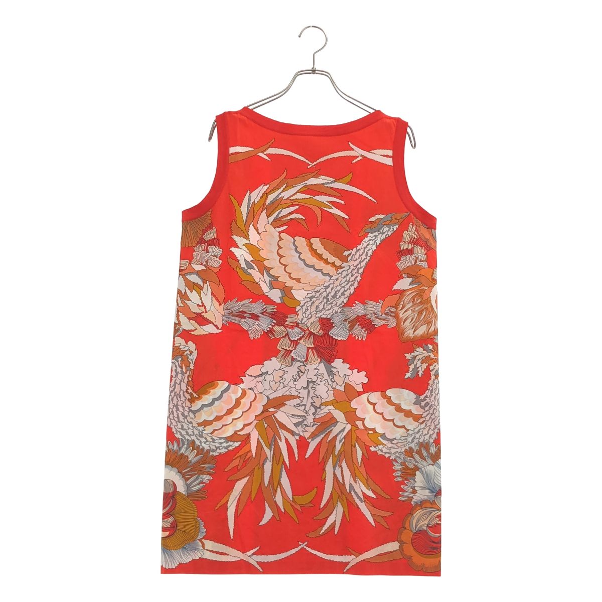 Hermes Mythiques Phoenix All Over Print Sleeveless Dress Orange 34