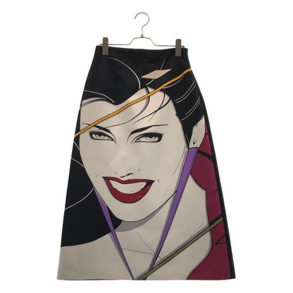 Gucci Patrick Nagel Art Print Flare Skirt Black 38