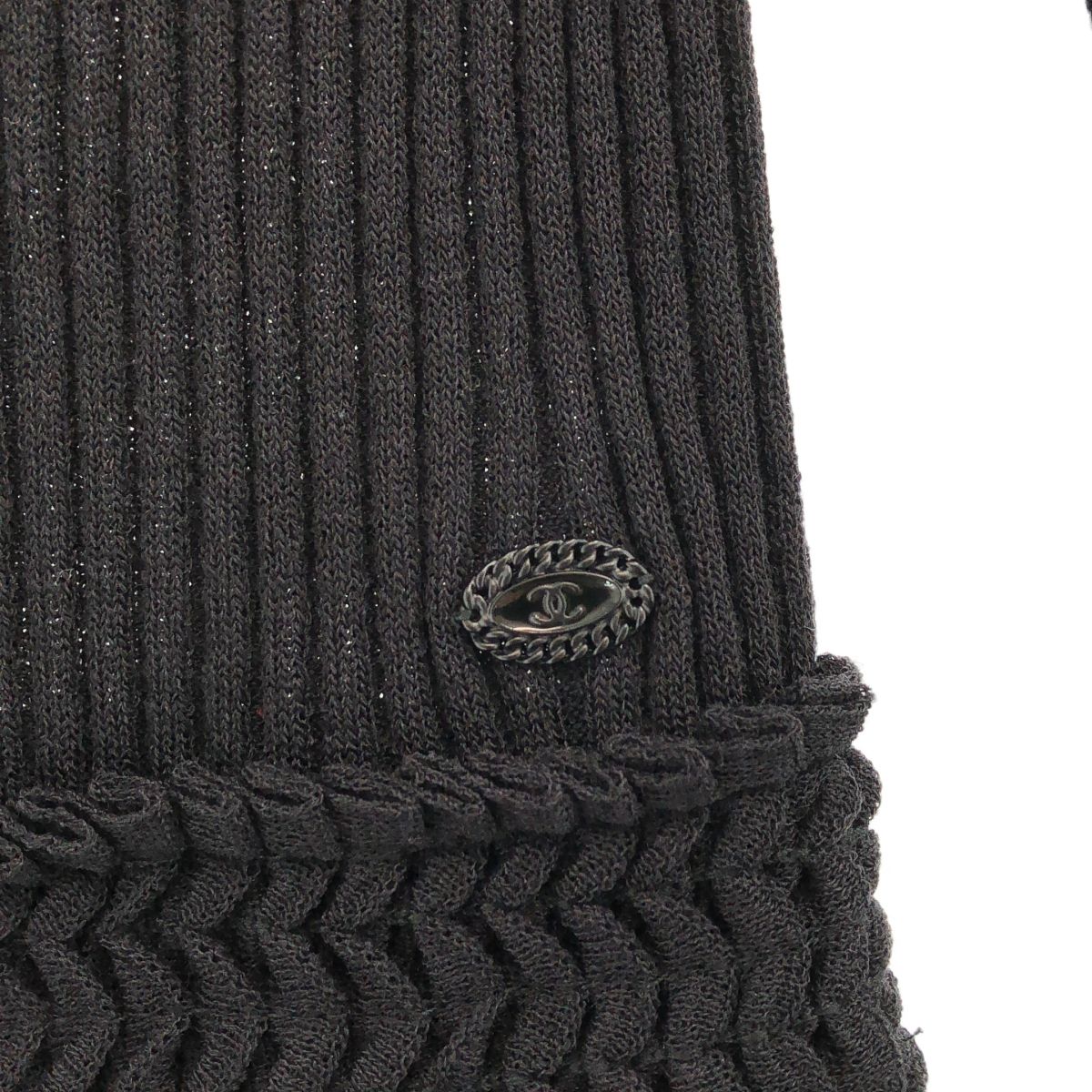 Chanel Rib Pleated Knit Dress Black 34 — view 8
