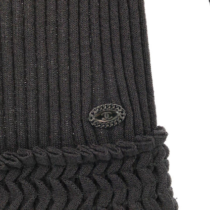 Chanel Rib Pleated Knit Dress Black 34 — view 8