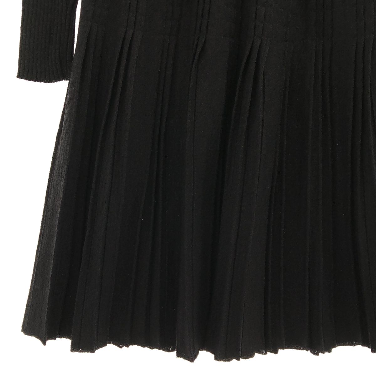 Chanel Rib Pleated Knit Dress Black 34 — view 3