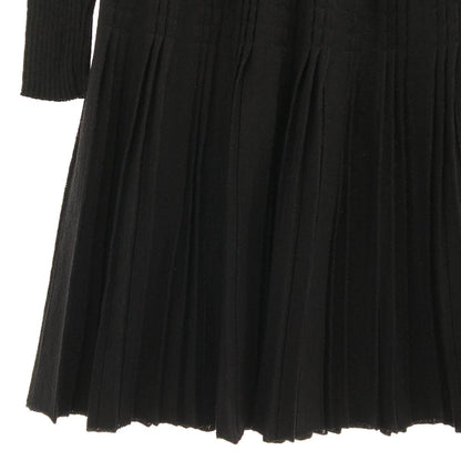 Chanel Rib Pleated Knit Dress Black 34 — view 3