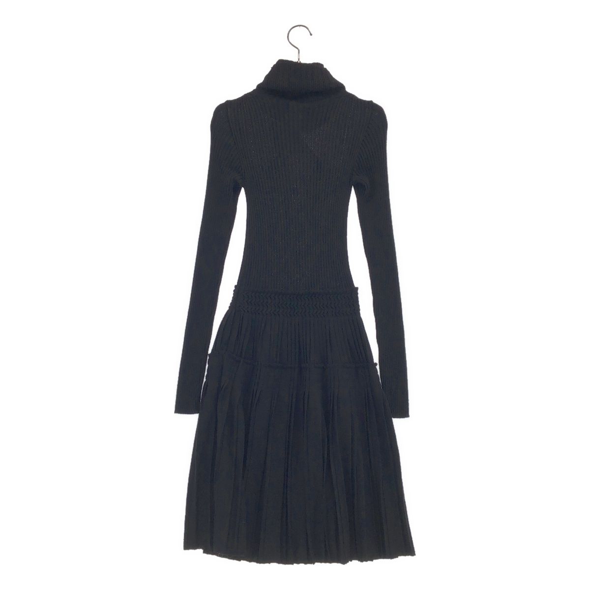 Chanel Rib Pleated Knit Dress Black 34 — view 4