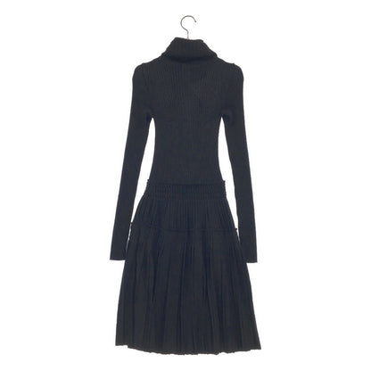 Chanel Rib Pleated Knit Dress Black 34 — view 4