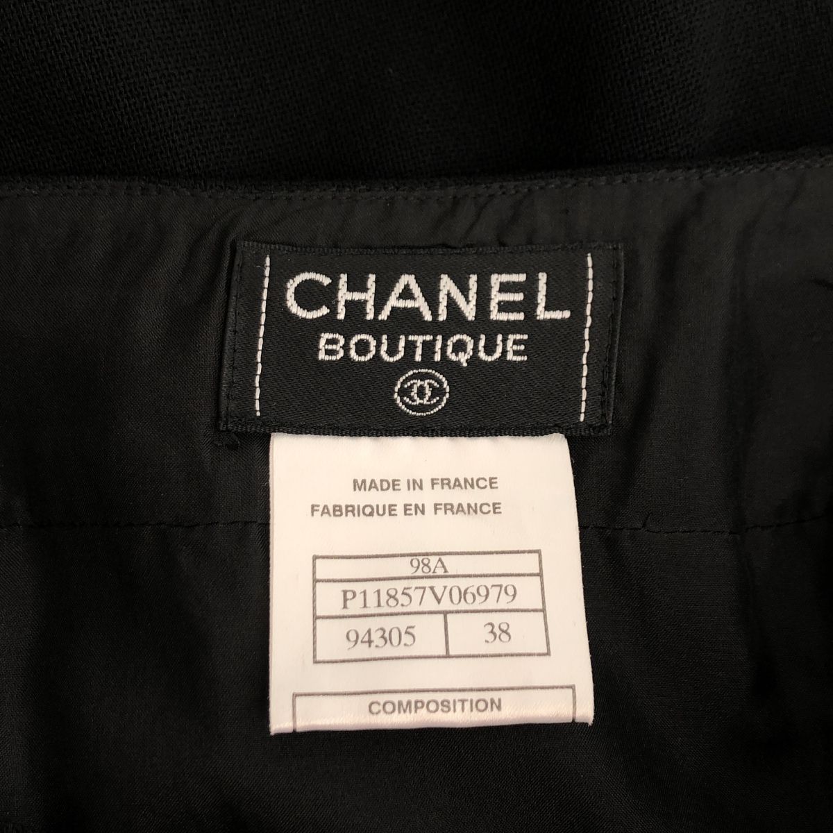Chanel Wool CC Logo Button Long Skirt Black 38 — view 6