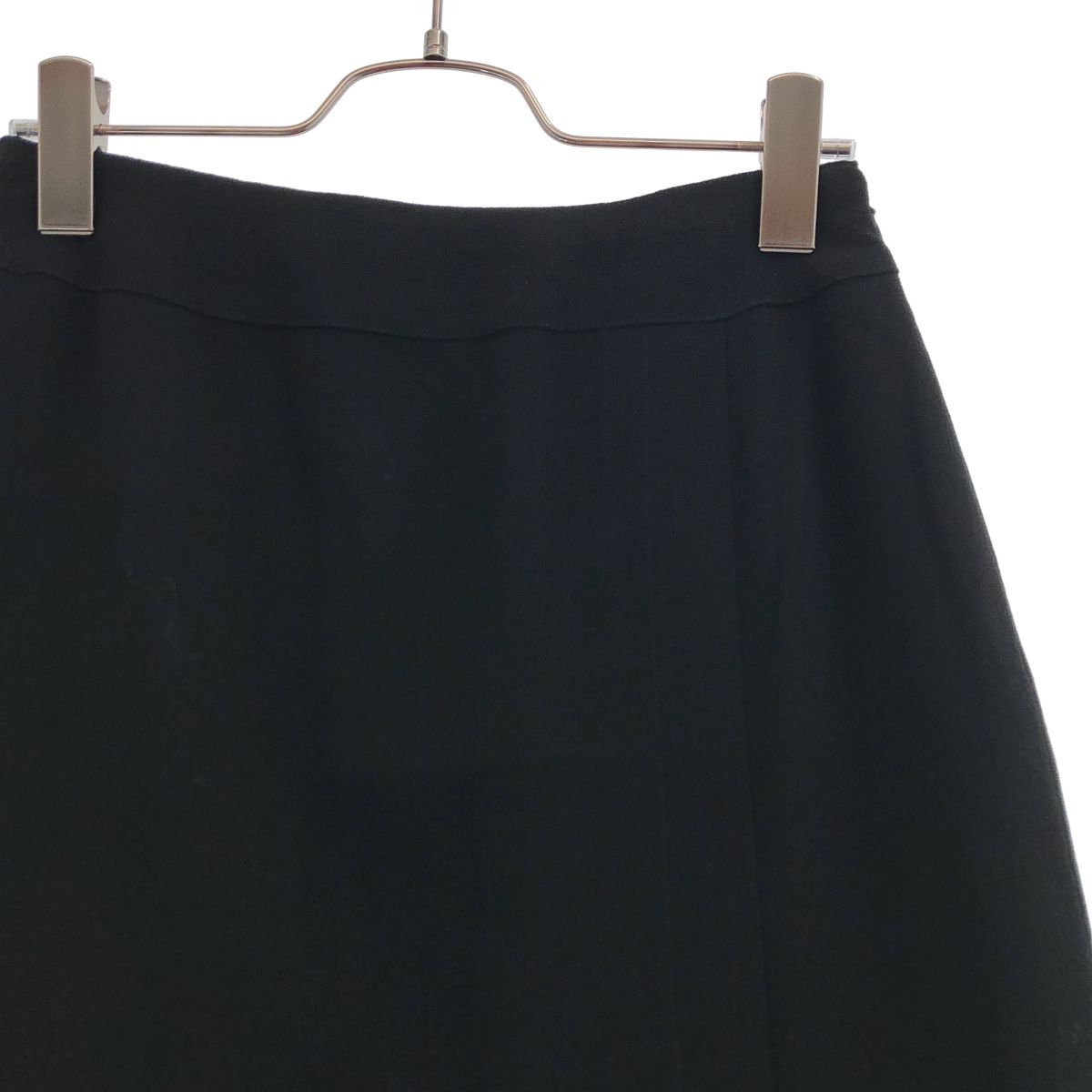 Chanel Wool CC Logo Button Long Skirt Black 38 — view 2