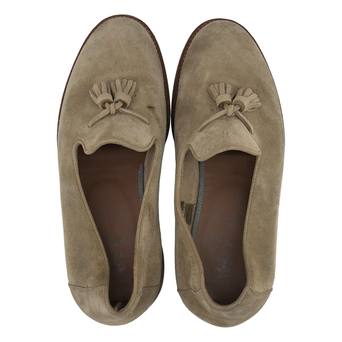 Brunello Cucinelli Suede Tassel Loafers Beige — view 4