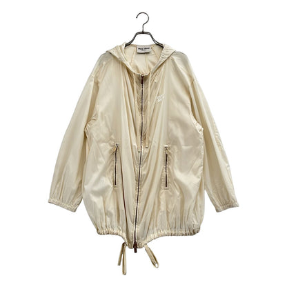 Miu Miu Silk Coating Logo Hooded Jacket Beige 36