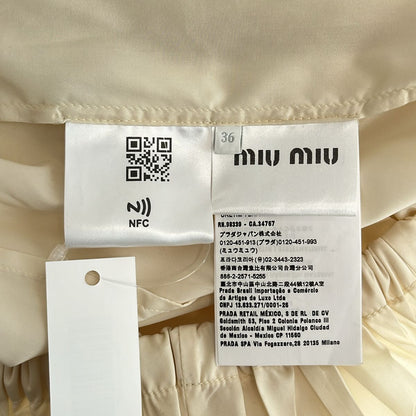 Miu Miu Silk Coating Logo Hooded Jacket Beige 36 — view 6