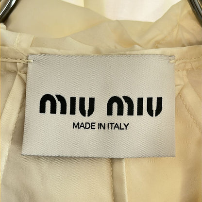 Miu Miu Silk Coating Logo Hooded Jacket Beige 36 — view 5
