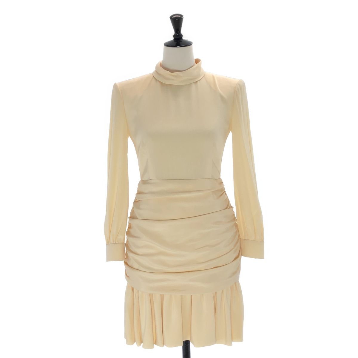 Gucci Silk Ruched Mini Dress Ivory 36