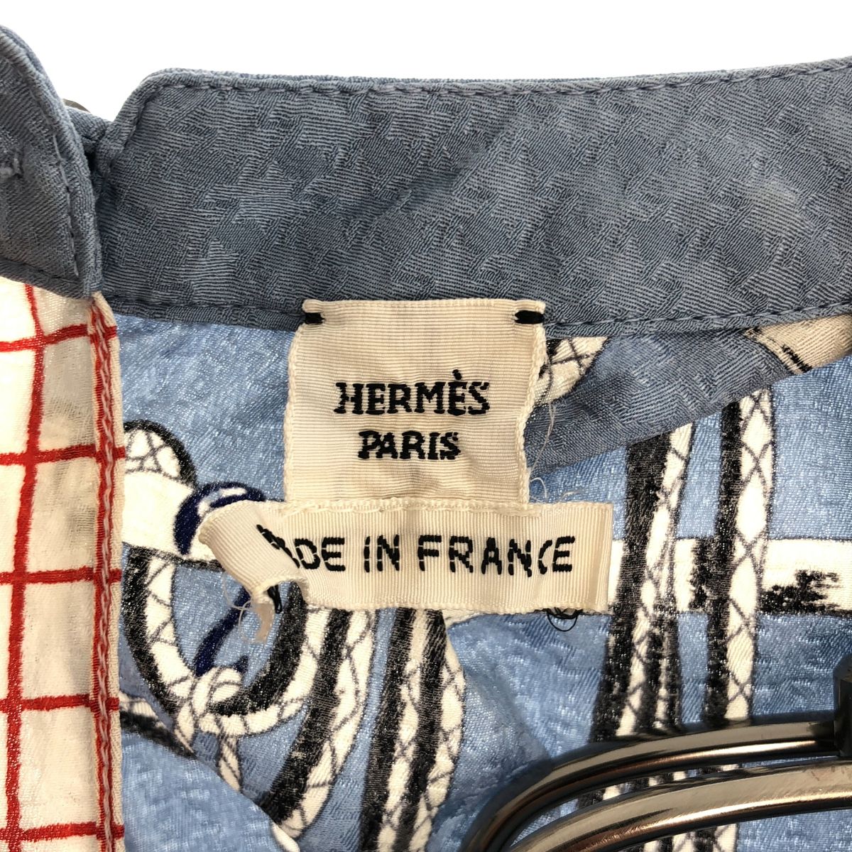 Hermes Silk Tassel Pattern Nose Sleeve Shirt Light Blue 36 — view 5