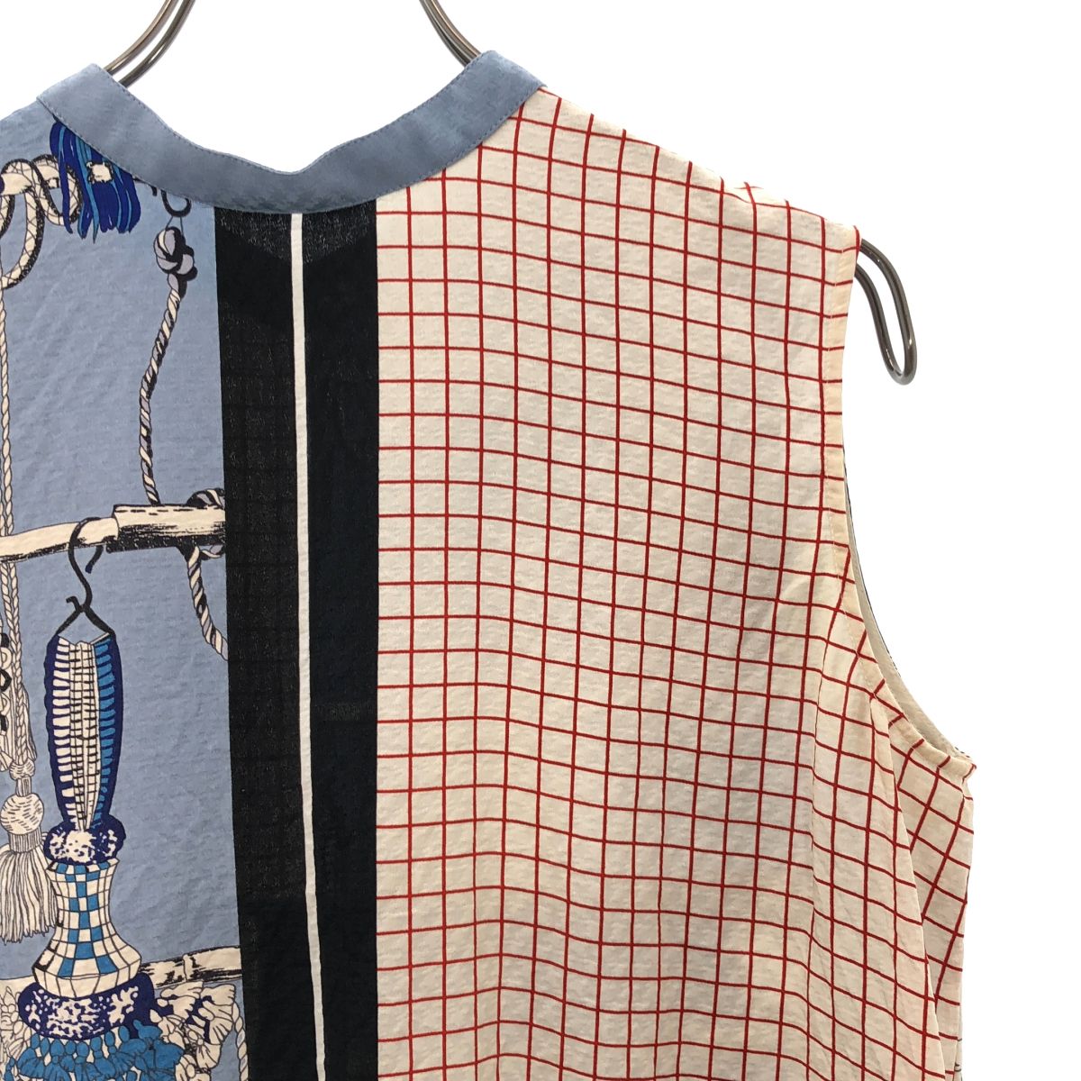 Hermes Silk Tassel Pattern Nose Sleeve Shirt Light Blue 36 — view 2