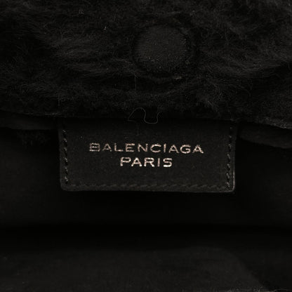 Balenciaga Shearling Paper Mini Shoulder Bag Black — view 6