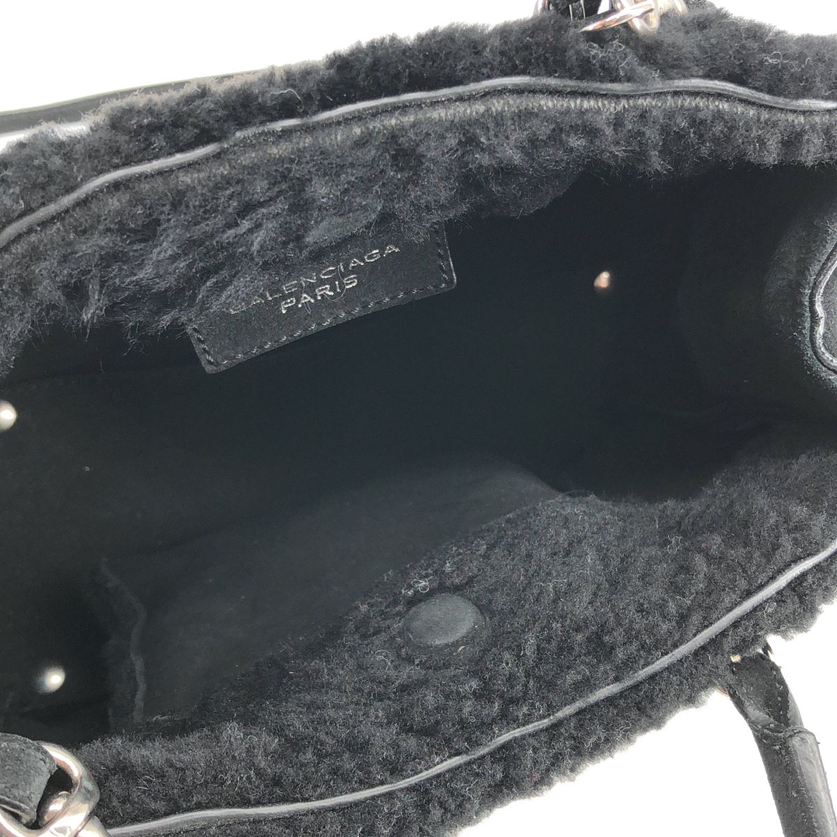 Balenciaga Shearling Paper Mini Shoulder Bag Black — view 5