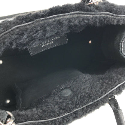 Balenciaga Shearling Paper Mini Shoulder Bag Black — view 5