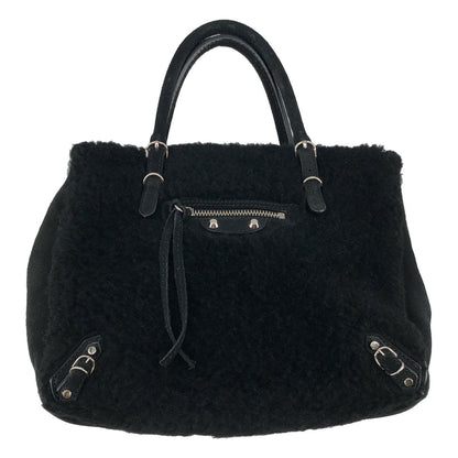 Balenciaga Shearling Paper Mini Shoulder Bag Black — view 3