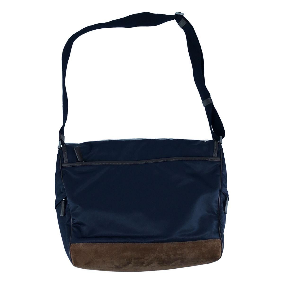 Prada Re-Nylon Suede Shoulder Bag Navy Brown — view 2