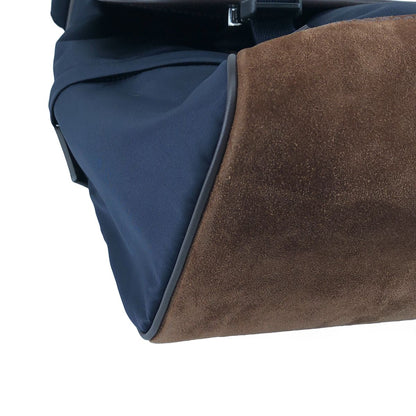Prada Re-Nylon Suede Shoulder Bag Navy Brown — view 8