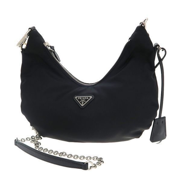 Prada Nylon Chain Shoulder Bag Black