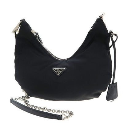 Prada Nylon Chain Shoulder Bag Black