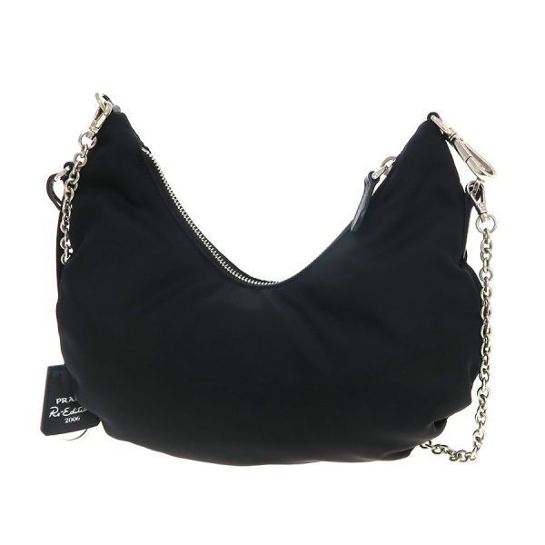 Prada Nylon Chain Shoulder Bag Black — view 2