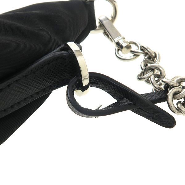 Prada Nylon Chain Shoulder Bag Black — view 8